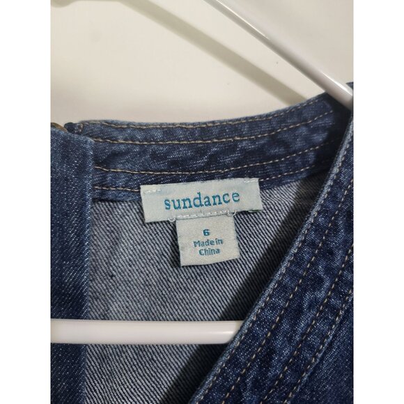 Sundance Living Women's SZ 6 Sleeveless Poppy Denim Midi Dress Belted Cotton - Picture 4 of 7